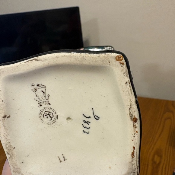 Royal Dalton Prunus Square Candlestick D3833 Dark Green with Pink Flowers - Picture 6 of 8